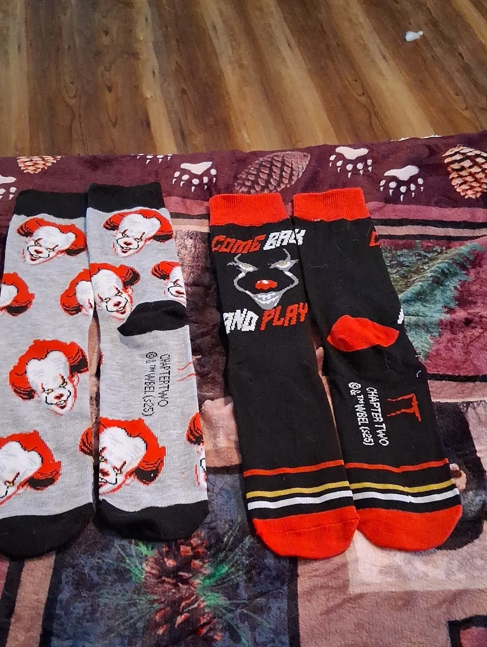 Chapter Black, Gray and Red Horror-Themed Crew Socks Duo